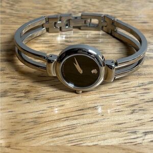 Movado Bangle Bangle Watch Vintage Black and Silver Movado Swiss Made